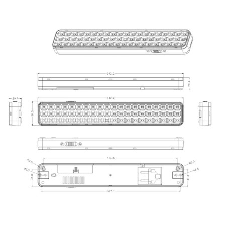Emergency lamp LED era DBA-1, 342x57x30 mm, IP20, LED, 6W, 360LM, white color-7