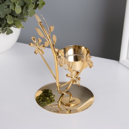 Summary for 1 candle metal d = 4 cm "spring flowers" gold 7.7x11.8x12.5 cm-3