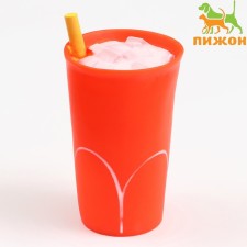 Игрушка пищащая "Мороженое в стакане" для собак, 13 х 7 см, красная