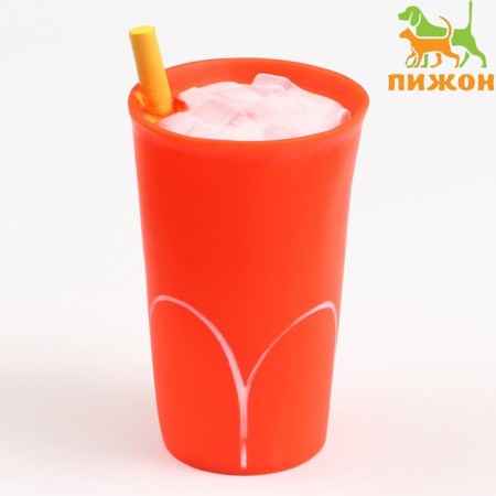 Brying toy "ice cream in a glass" for dogs, 13 x 7 cm, red