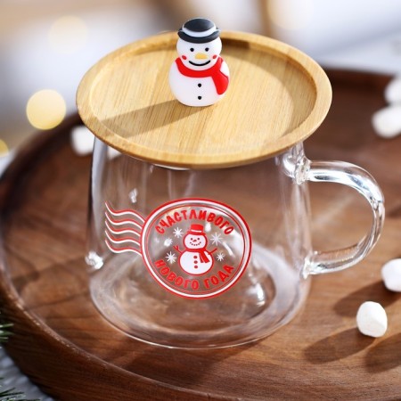 Glass mug with a "happy New Year" lid, 350 ml-11