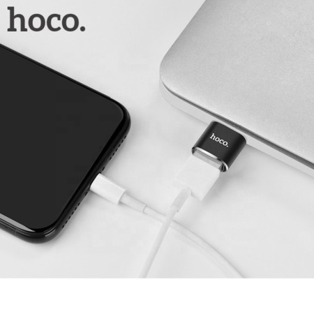 Adapter Hoco UA5, Type -C - USB, OTG support, metal, black-4
