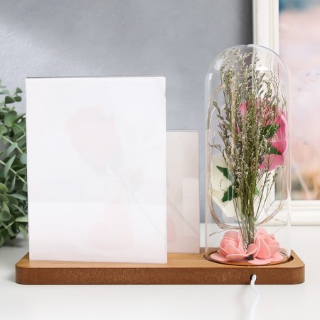 Photo frame in 2 photos 9x13, 13x18 cm with a backlight "Rosa in the flask" USB 9x25x20.5 cm-4