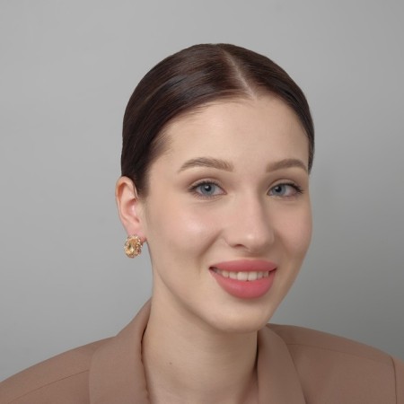 Earrings with rhinestones "Edel" oval with stone, the color is light brown in gold-2