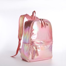 Youth backpack on lightning from textiles, pink color