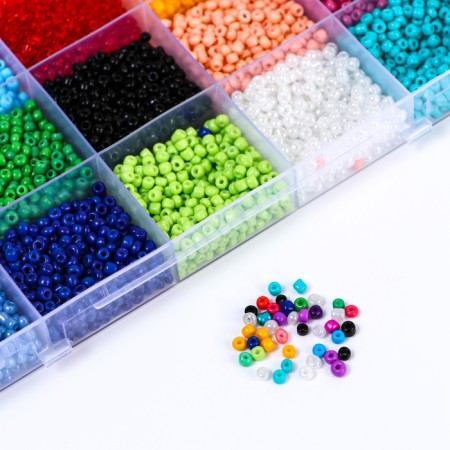 Set for creating jewelry, 15 colors, size 1 piece: 3 mm., Fishing line, scissors-16