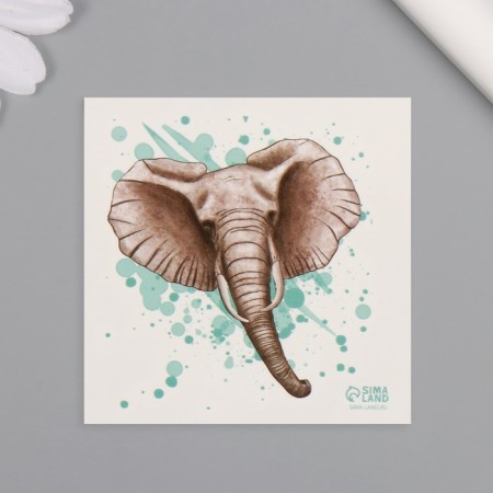 Tattoo on the body color "Watercolor. Elephant" 6x6 cm-3