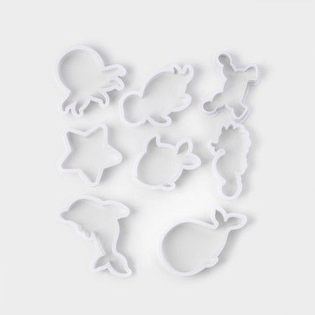 A set of forms for cutting the cookies of the share “underwater world”, 8 objects, white color