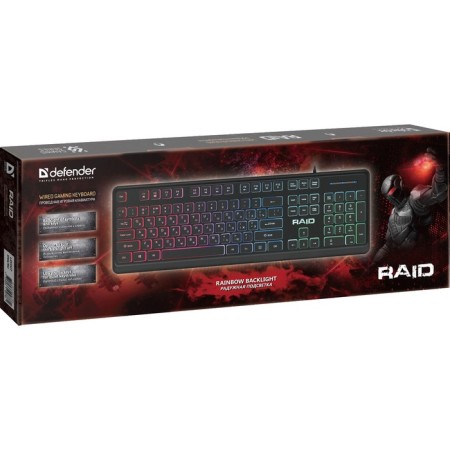 Keyboard Defender RAID GK-778DL, game, wired, membrane, subv, 104 cells, USB, black-6