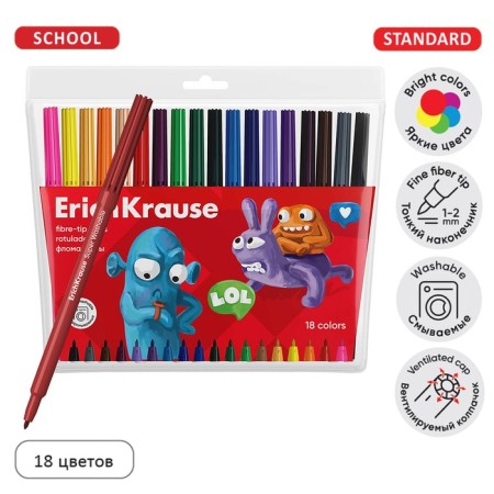 Fleeters of 18 colors, Erichkrause, "Jolly Friends Super Washable" mix