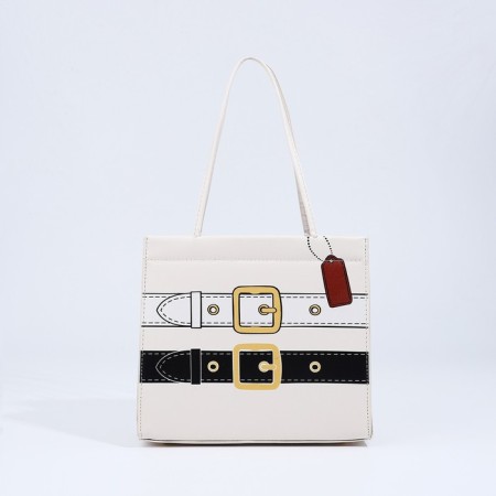 Female bag, lightning tout, white color