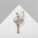 Brooch "Ballerina" with a ribbon, white color in gold