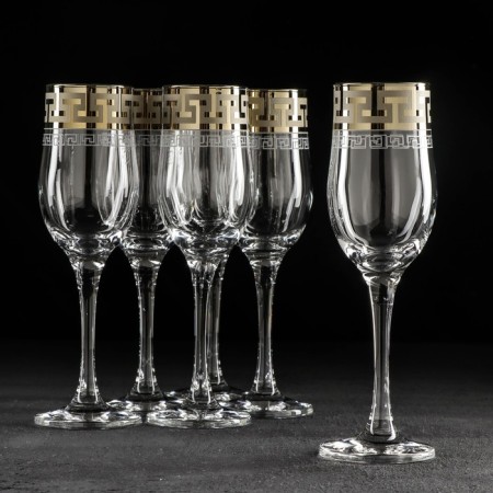 A set of champagne Greek pattern glasses, 200 ml, 6 pcs