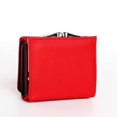 Women's wallet on the button, red color-1