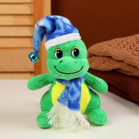 Soft toy "Dragosh", in a blue cap, 15 cm, green color-1
