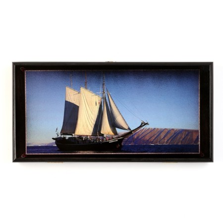 Narts "Ship", wooden board 40 x 40 cm, with a field for playing checkers