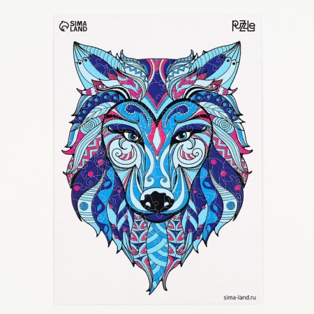 Puzzle wooden figured "Wolf", in the frame-8