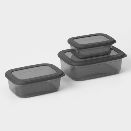 A set of food containers "Respect", 3 pcs: 400 ml, 700 ml, 1.2 l, graphite color