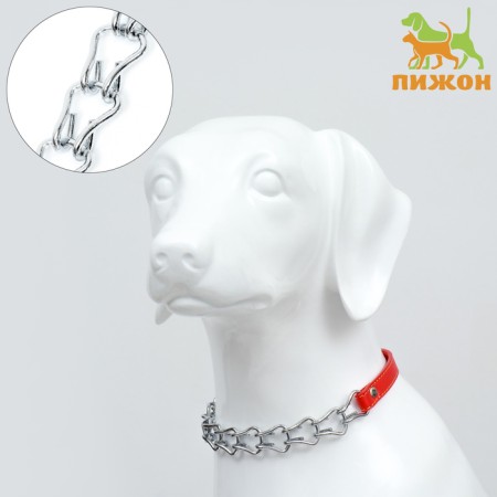Metal collar with eco -leather insert, 60 cm x 3 mm