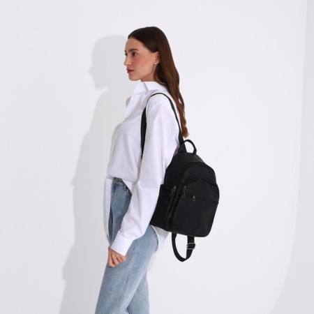 Women's backpack made of artificial leather with lightning, black color-5