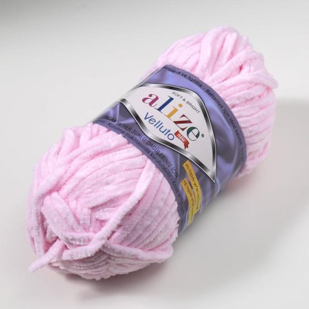 Yarn "Velluto" 100% micropoliester 68m/100g (31 children's pink)-1