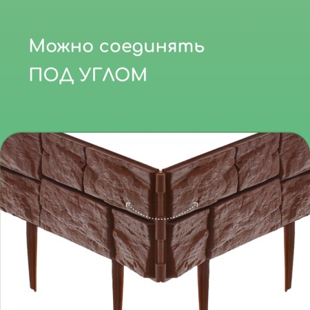 Decorative fence, 24 × 177.5 cm, 5 sections, plastic, dark brown, "stone"-4