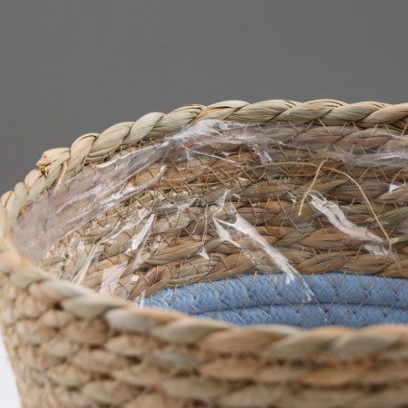 Kashpo wicker "Namibia", 17.5x17.5x16 cm, natural, blue-3