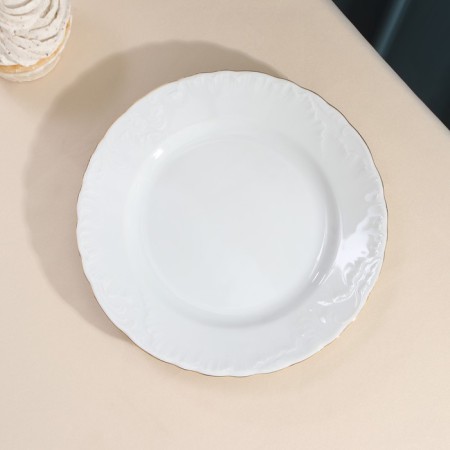 Set of plates Rococo, 6 pcs: d = 19 cm, white color, porcelain-1
