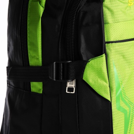 A backpack on a zipper with an increase, 65l, 4 external pockets, green color-6