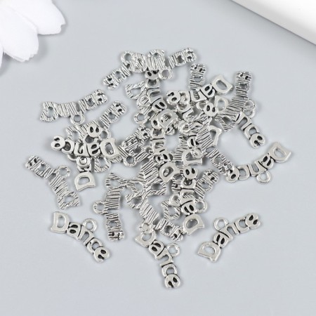 Decor for creativity Metal "Inscription. Dancing" set 30 pcs silver 1x1.9 cm-2