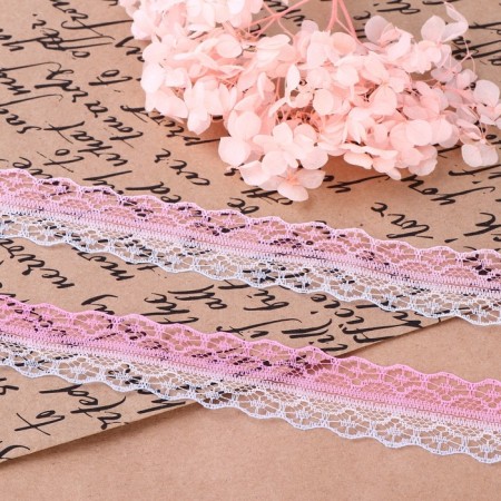Capricon lace "Gradient", 28 mm × 10 ± 1 m, pink/lilac # 6 color-1