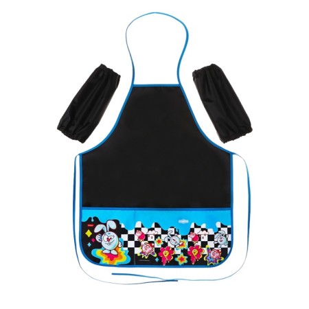 Apron for labor + sleevens, 535 x 445 mm, Hatber "Smeshariki" 2 pockets, black/blue nfn_34101