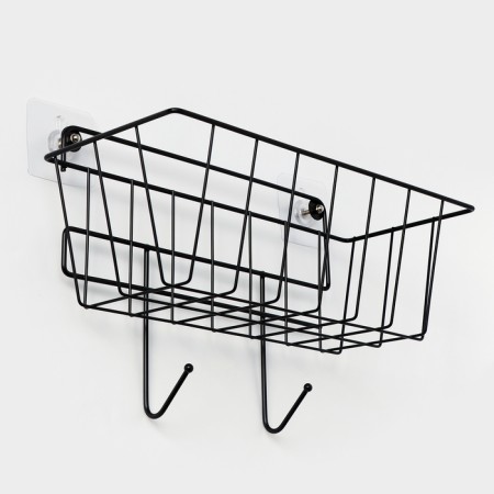 Basket with 2 hooks, 31.5 × 13 × 20 cm, black color-3