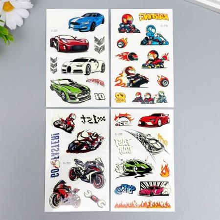 Tattoo on the body phosphorus "Racing and pictures" mix 12x7.5 cm