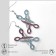 Earrings "Scissors", blue-pink color in silver