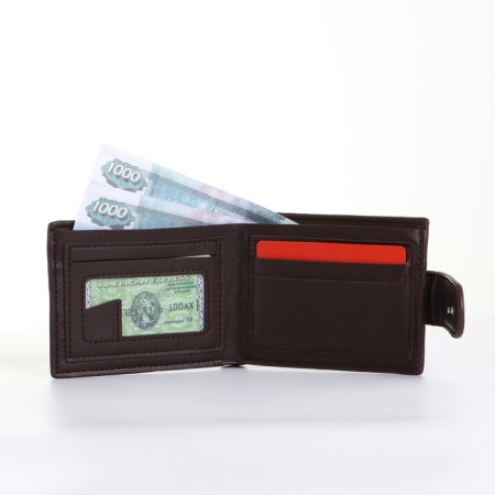 Male purse on the button, brown color-7