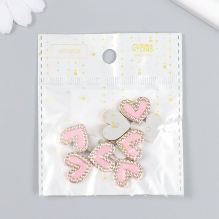 Decor for creativity plastic "Pink heart" gold 0.3x1.8x1.5 cm-3