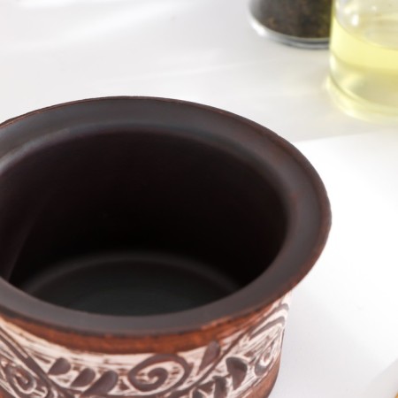 Coconut for julienne with a lid 0.2 l, 8x10x10 cm, Angob-3