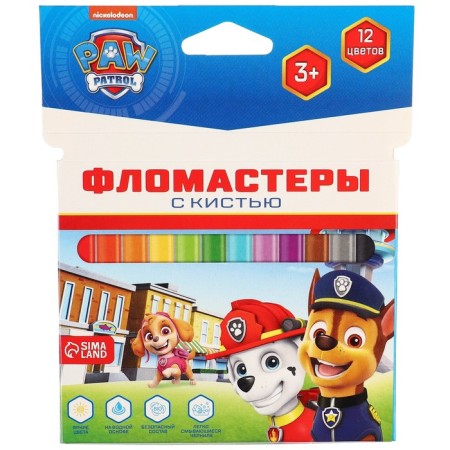 Flomasters with a brush, 12 colors, puppy patrol-4