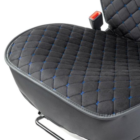 Frame caps for the front seats Car Performance, 2 pcs, alcantara, rhombus, black and blue-7