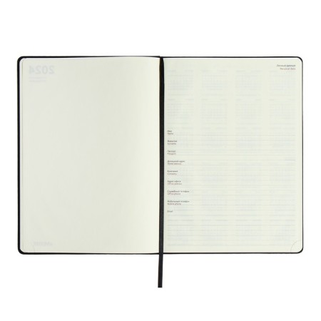 The weekly dated 2025, A4, 64 sheets, Devente.emblem, a solid cover of artificial leather with foam, lies, cream block 70 g/m2, black-3