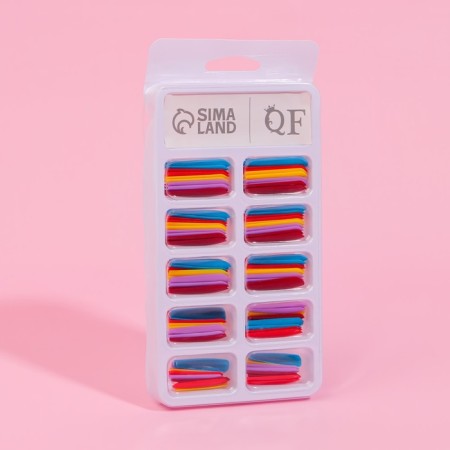 SolorFul overhead nails, 100 pcs, a ballerinal shape, in a container, multi -colored-3