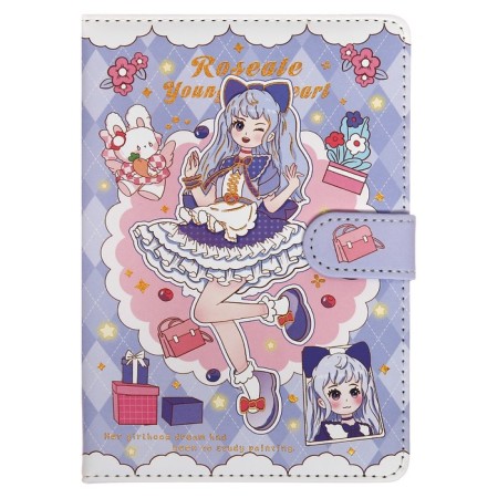 Gift notebook, a6+ 132 sheets, color block, with a stream on a magnet, PVC cover, "anime", mix-2