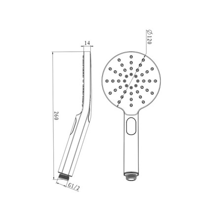 Shower watering can Lemark LM8122BL, manual, d = 120 mm, 3 functions, black-1