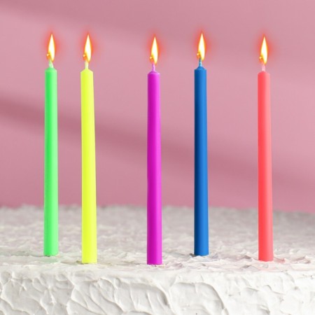 Candles in the cake "Color Flame", giants, 10.5x0.9cm, set of 5 pcs