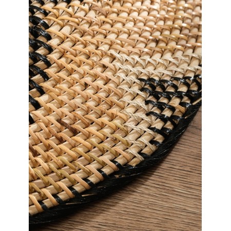 Plate decorative wicker rattan "flower", 45x45x7 cm, black and white-3