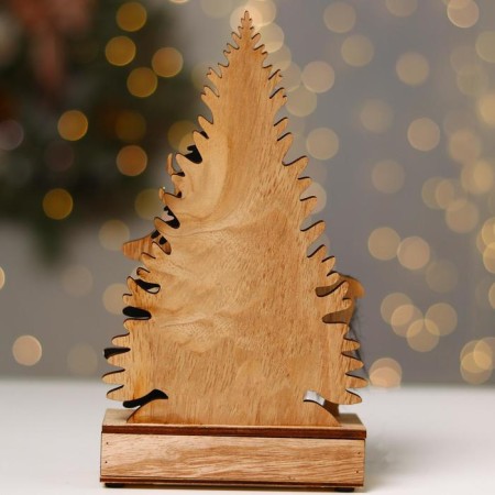 New Year's decor with backlight "Christmas trees and a deer with a bell" 13.5 × 5 × 22 cm, green-3