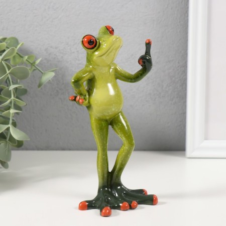 Souvenir Polystone Lak "Frog shows the middle finger" 7.5x6.8x15.7 cm-1