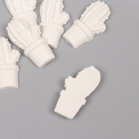 Decor for the creativity of Polystone "Cactus in a pot" White set 6 pcs 2x3.7 cm-1