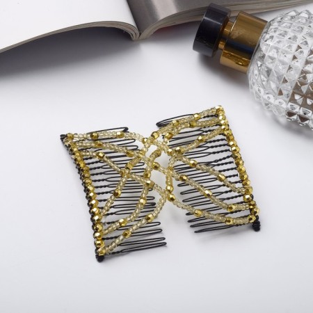 Hair clamp "Crystal grid" 9 cm, gold